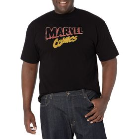 Marvel Büyük ve Uzun Klasik Retro Logo Üst Kısa Kollu Siyah Erkek T-shirt