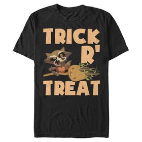 Marvel Büyük ve Uzun Klasik Rocketgroot Cadılar Bayramı Üst Kısa Kollu Siyah Erkek T-shirt