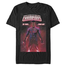 Marvel Büyük ve Uzun Klasik Şampiyonlar Üst Kısa Kollu Siyah Erkek T-shirt