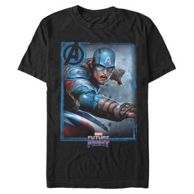 Marvel Büyük ve Uzun Klasik Şapka Kart Üst Kısa Kollu Siyah Erkek T-shirt