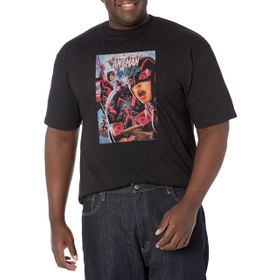 Marvel Büyük ve Uzun Klasik Siyah ve Kırmızı Üst Kısa Kollu Siyah Erkek T-shirt