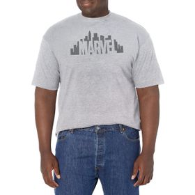Marvel Büyük ve Uzun Klasik Skyline Logolu Athletic Heather Erkek T-shirt