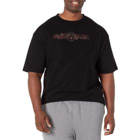 Marvel Büyük ve Uzun Klasik Teknoloji Demir Metin Üst Kısa Kollu Siyah Erkek T-shirt