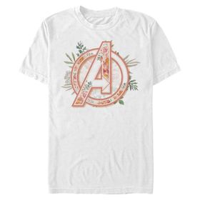 Marvel Büyük ve Uzun Klasik Yenilmezci Çiçekli White Erkek T-shirt
