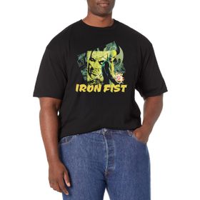Marvel Büyük ve Uzun Klasik Yeşil Demir Üst Kısa Kollu Siyah Erkek T-shirt
