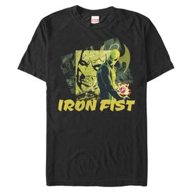 Marvel Büyük ve Uzun Klasik Yeşil Demir Üst Kısa Kollu Siyah Erkek T-shirt