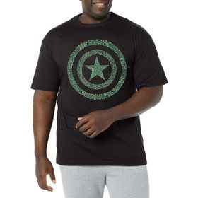 Marvel Büyük ve Uzun Klasik Yonca Kalkanı Üst Kısa Kollu Siyah Erkek T-shirt