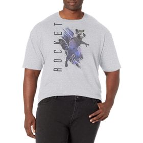 Marvel Büyük ve Uzun Roket Boyalı Athletic Heather Erkek T-shirt