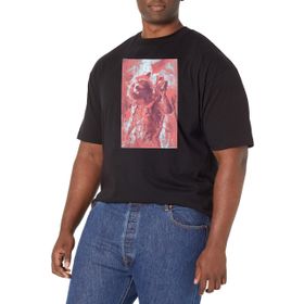 Marvel Büyük ve Uzun Roket Boyalı Üst Kısa Kollu Siyah Erkek T-shirt