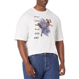 Marvel Büyük ve Uzun Roket Boyalı White Erkek T-shirt