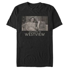 Marvel Büyük ve Uzun Wandavision Yüzük Oluşturulmuş Üst Kısa Kollu Siyah Erkek T-shirt
