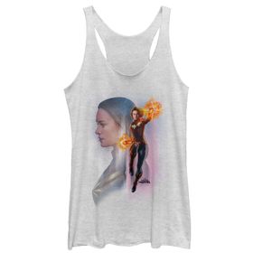 Marvel Captain Galaxy Racerback White Heather Kadın Atlet