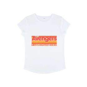 Marvel Classic Retro Avengers Yuvarlak Kollu Beyaz Kadın T-shirt