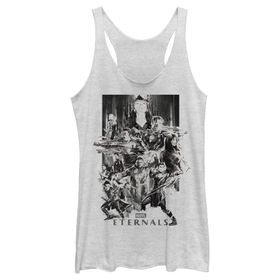 Marvel Eternals Boya Sıçrayan Tri-Blend Racerback Katmanlı White Heather Kadın Atlet