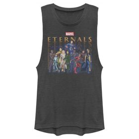 Marvel Eternals Pop Art Group Shot Juniors Muscle Charcoal Kadın Atlet