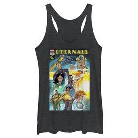 Marvel Eternals Renkli Grup Çizgi Roman Kapak Üç Karışım Black Heather Kadın Atlet