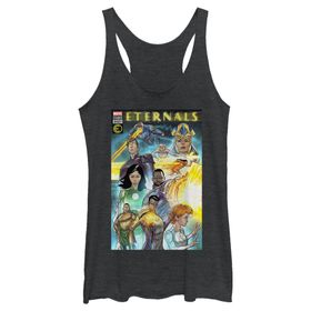Marvel Eternals Renkli Grup Çizgi Roman Kapak Üç Karışım Black Heather Kadın Atlet