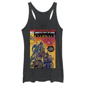 Marvel Eternals Retro Çizgi Roman Kapak Posteri Küçükler Üç Karışım Tank Black Heather Kadın Atlet