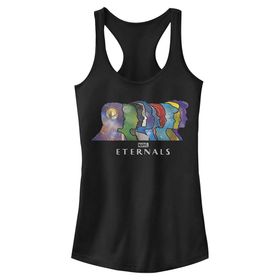 Marvel Eternals Silhouette Heads Slim Fit Scoop Hem Racerback Black Kadın Atlet