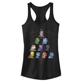 Marvel Eternals Silhouette Heads Slim Fit Scoop Hem Racerback Black Kadın Atlet