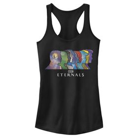 Marvel Eternals Silhouette Heads Slim Fit Scoop Hem Racerback Black Kadın Atlet