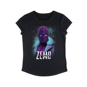 Marvel Falcon ve the Winter Soldier Zemo Purple Rolled Sleeve Siyah Kadın T-shirt
