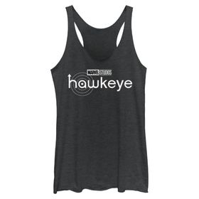 Marvel Hawkeye Yellow Title Logo Juniors Tri Blend Tank Black Heather Kadın Atlet