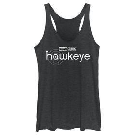 Marvel Hawkeye Yellow Title Logo Juniors Tri Blend Tank Black Heather Kadın Atlet