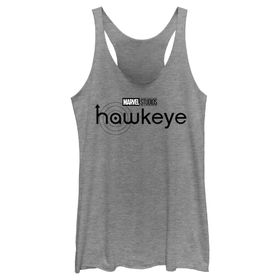 Marvel Hawkeye Yellow Title Logo Juniors Tri Blend Tank Gray Heather Kadın Atlet