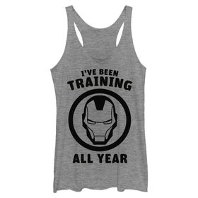 Marvel Klasik Demir Adam Antrenman Sembolü Racerback Gray Heather Kadın Atlet