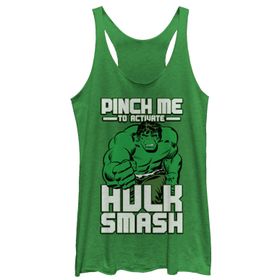 Marvel Klasik Hulk Smash Pinch Racerback Envy Green Kadın Atlet