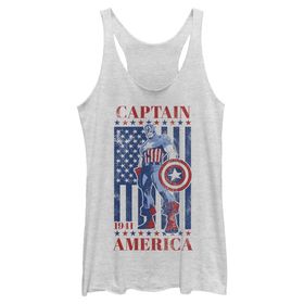 Marvel Klasik Kaptan Merica Racerback White Heather Kadın Atlet