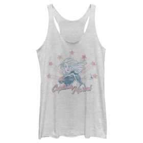 Marvel Klasik Retro Capt Marv Racerback White Heather Kadın Atlet