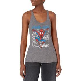 Marvel Klasik Spidey Doodle Thoughts Racerback Gray Heather Kadın Atlet