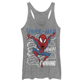 Marvel Klasik Spidey Doodle Thoughts Racerback Gray Heather Kadın Atlet