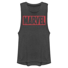 Marvel Klasik Tuğla Logolu Basit Kolsuz Charcoal Kadın Atlet