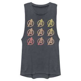 Marvel Klasik Yenilmezci Logo Repeat Kolsuz Denim Blue Heather Kadın Atlet