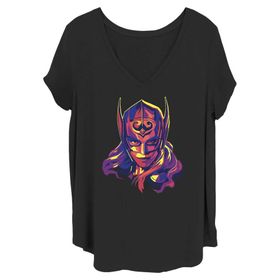 Marvel Love and Thunder Cut out Thor Junior's Plus Kısa Kollu Black Kadın T-shirt