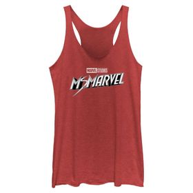 Marvel Siyah Beyaz Film Logosu Üç Karışım Kırmızı Heather Kadın Atlet