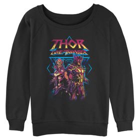 Marvel Thor Love and Thunder Grunge Thunder Junior's Raglan Kapak Dikişli Black Kadın Kazak