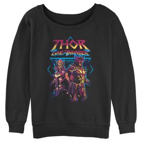 Marvel Thor Love and Thunder Grunge Thunder Junior's Raglan Kapak Dikişli Black Kadın Kazak