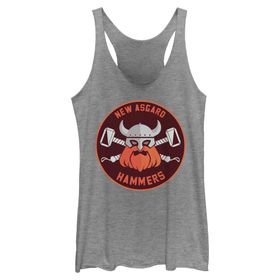 Marvel Thor Love Thunder Hammers Rozet Racerback Gray Heather Kadın Atlet