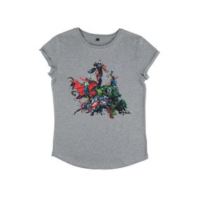 Marvel Venom Avengers Rulo Kollu Melanj Gri Kadın T-shirt