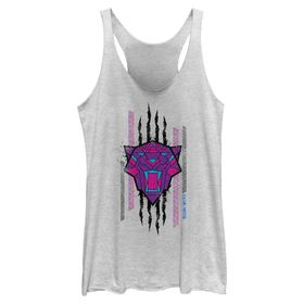 Marvel Wakanda Forever Panther Çizik Hızlı Moda Racerback Kolsuz White Heather Kadın Atlet
