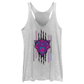 Marvel Wakanda Forever Panther Çizik Hızlı Moda Racerback Kolsuz White Heather Kadın Atlet