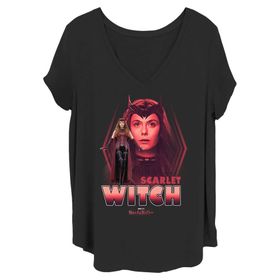 Marvel Wandavision Avenger Junior's Plus Kısa Kollu Black Kadın T-shirt
