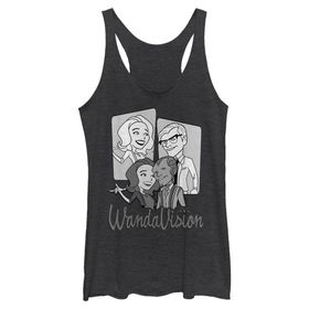Marvel Wandavision Karakter Panelleri Racerback Black Heather Kadın Atlet