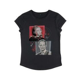 Marvel Wandavision Retro Boxups Rulolu Kollu Siyah Kadın T-shirt