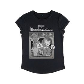 Marvel Wandavision Vintage Tv Women's Rolled Sleeve Siyah Kadın T-shirt