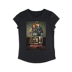 Marvel Wandavision Wv Poster Through the Years Women's Rolled Sleeve Siyah Kadın T-shirt